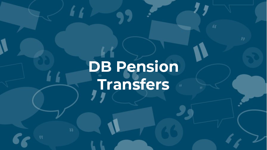 Concept blue background reads Defined Benefits transfers